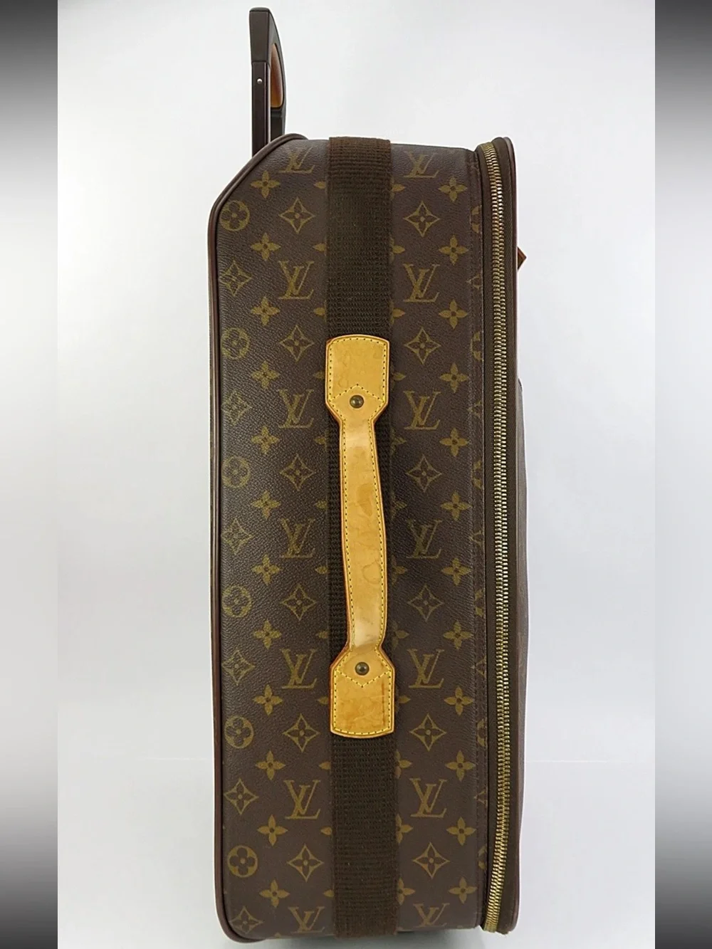 Louis Vuitton Brown Monogram Carry-On Suitcase with Leather Trim